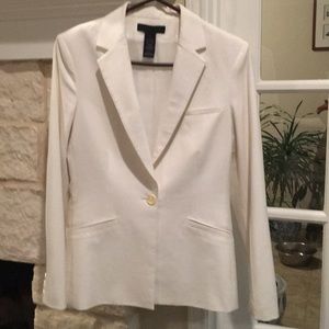 White lined suit